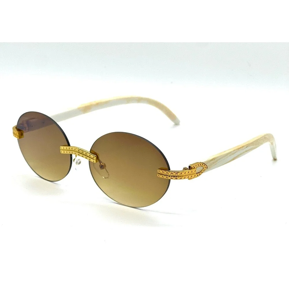 Rimless Sunglasses Oval Lens 80's 90's Retro Fashion Shades‎ Style Street Wear